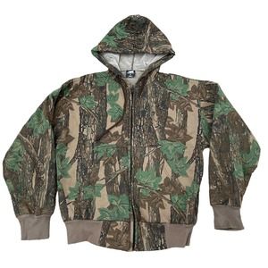 Vintage Ace Sportswear Men's Trebark Camo Full Zip Hoodie Sweatshirt Medium VTG